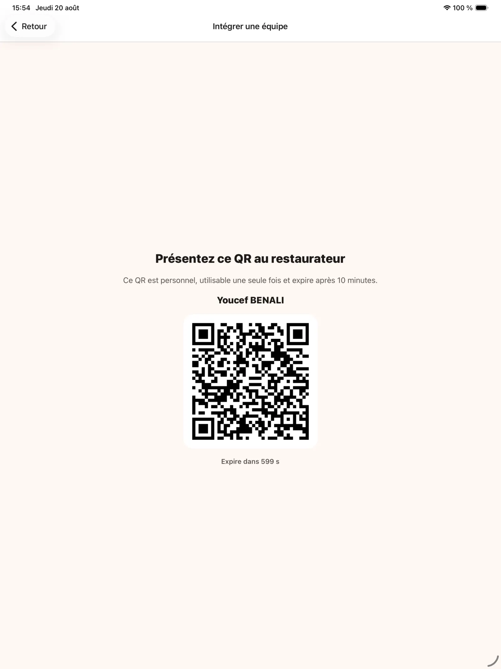 Afficher le QR code du membre dans KoulChi Pro.