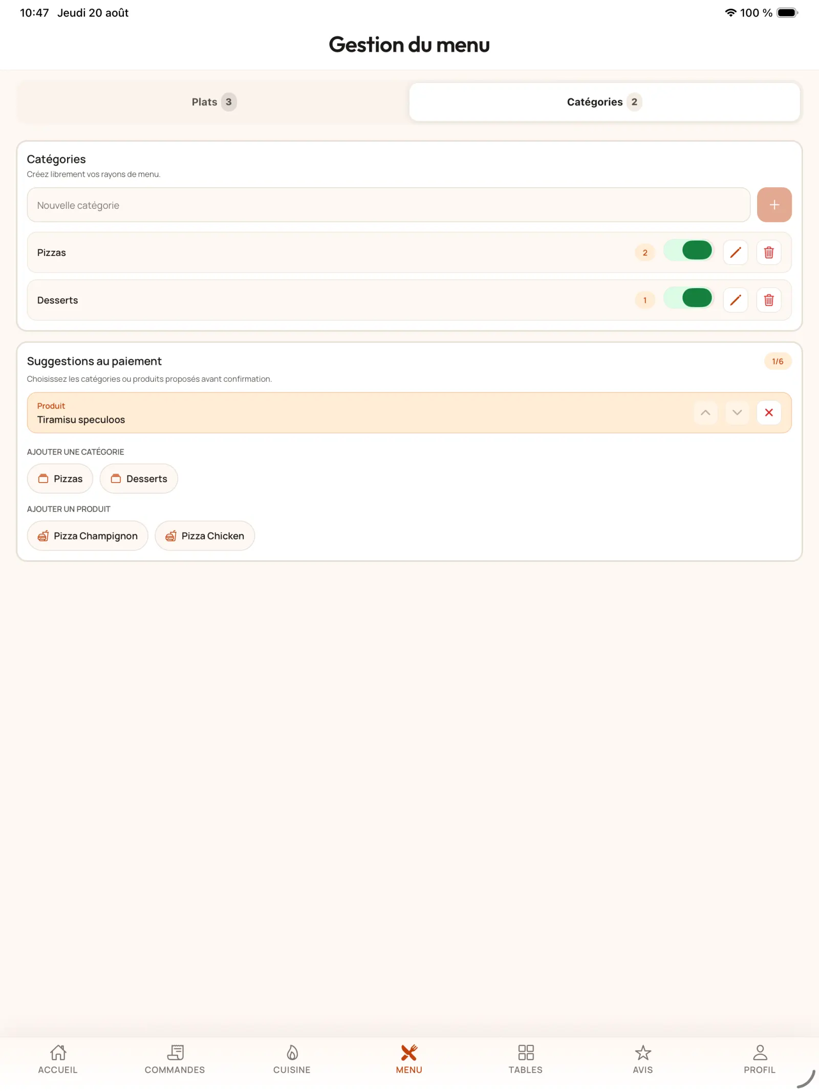 Configurer une suggestion au paiement dans KoulChi Pro.