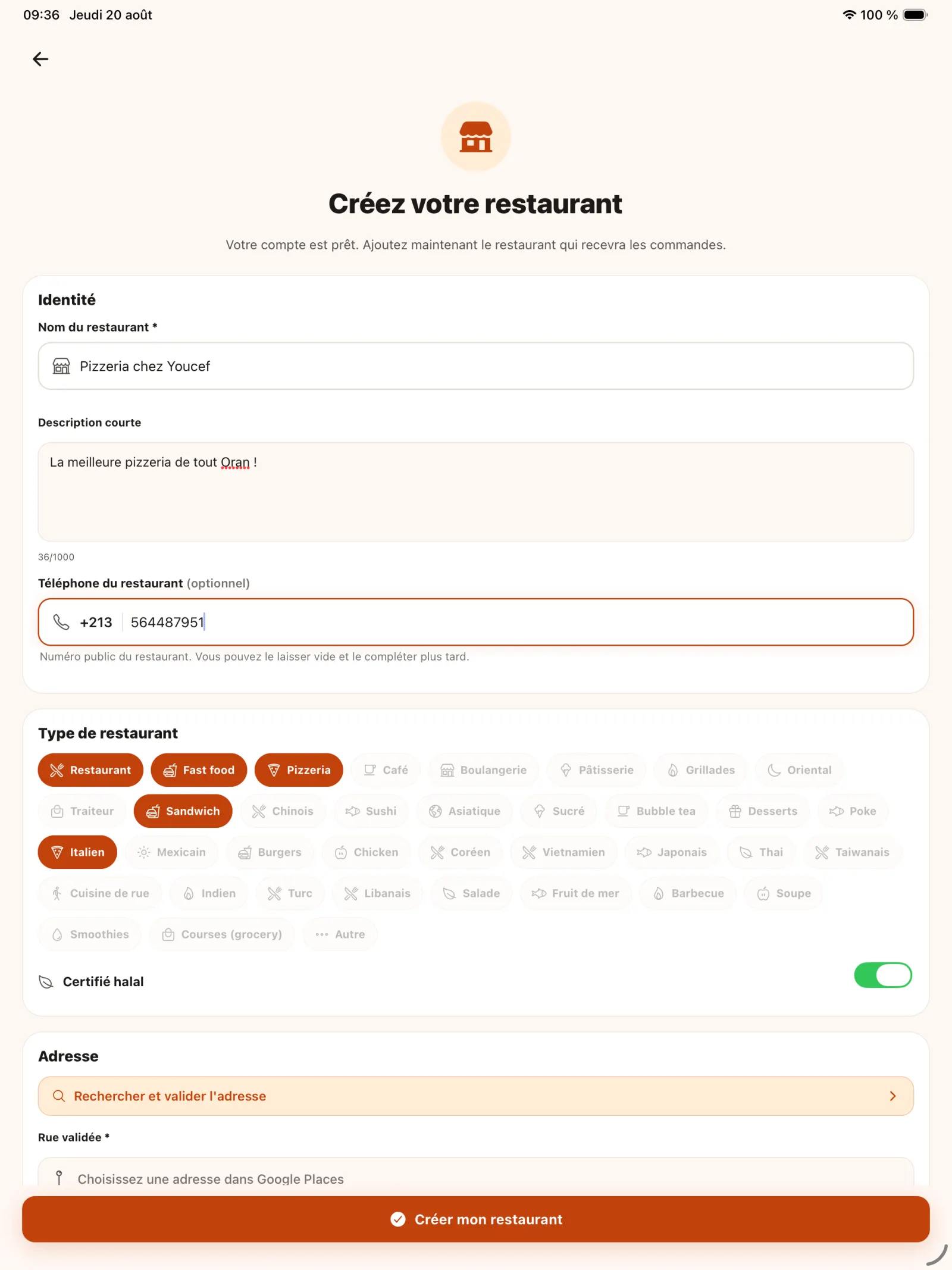 Présenter son établissement dans KoulChi Pro.